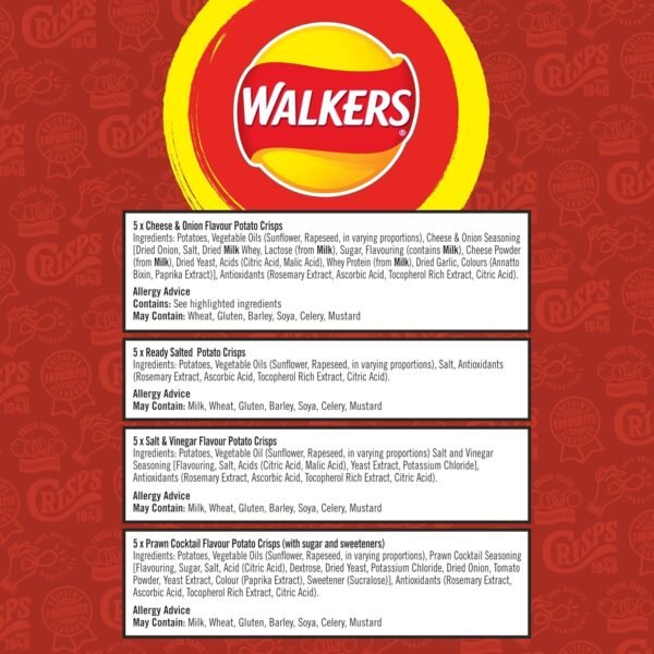 【Limited time offer】Walkers Classic Variety Multipack Crisps Box 20x25g (Pack of 4) - Image 7